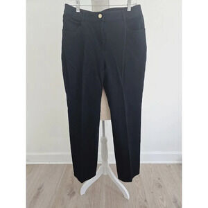 St John Caviar Black Cotton Straight Leg High Rise Denim Jeans Pants 8